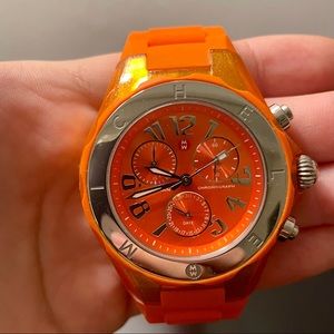michele tahitian jelly bean chronograph orange watch